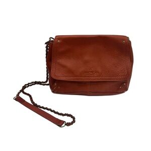 American Leather Co Brown Pebbled Leather Crossbody Shoulder Bag Chain Strap